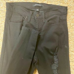 Size 27 Flying Monkey Black Denim Legging with Rips. NWOT
